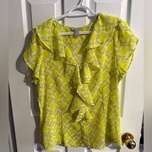 🎀 Banana Republic Yellow Geometric Blouse